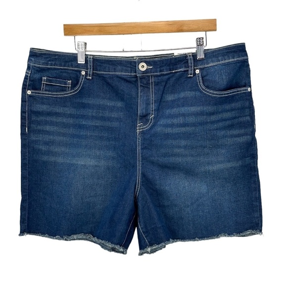 Style & Co. Pants - Style & Co High Rise Fray Hem Denim Shorts - Blue - size 18